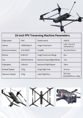 High-Speed 3.5 KG Payload FPV Racing UAV with 10 Inch Display Remote Control Brushless Motor Camera